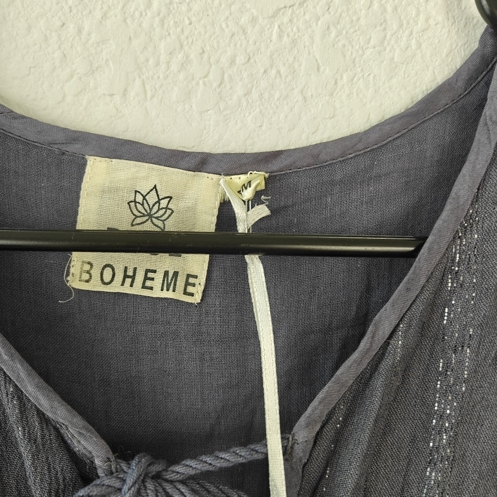 Blue Boheme NWT Grey Serenity Boho Cottagecore Long Sleeve Midi Dress Size S/M - Picture 7 of 13